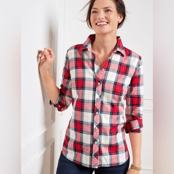 TALBOTS COTTON BUTTON FRONT SHIRT DECORATIVE PLAID SIZE S - Picture 11 of 11